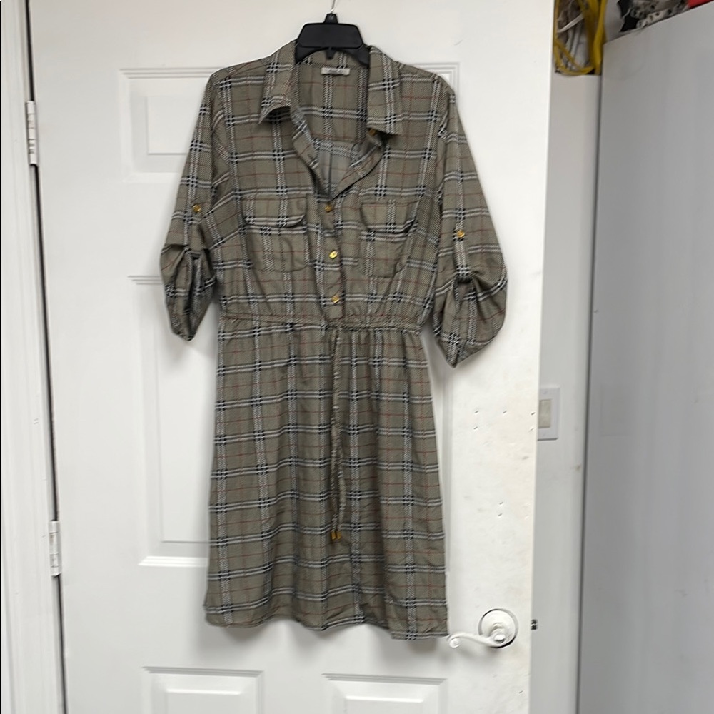 Plaid Button-Up Dress